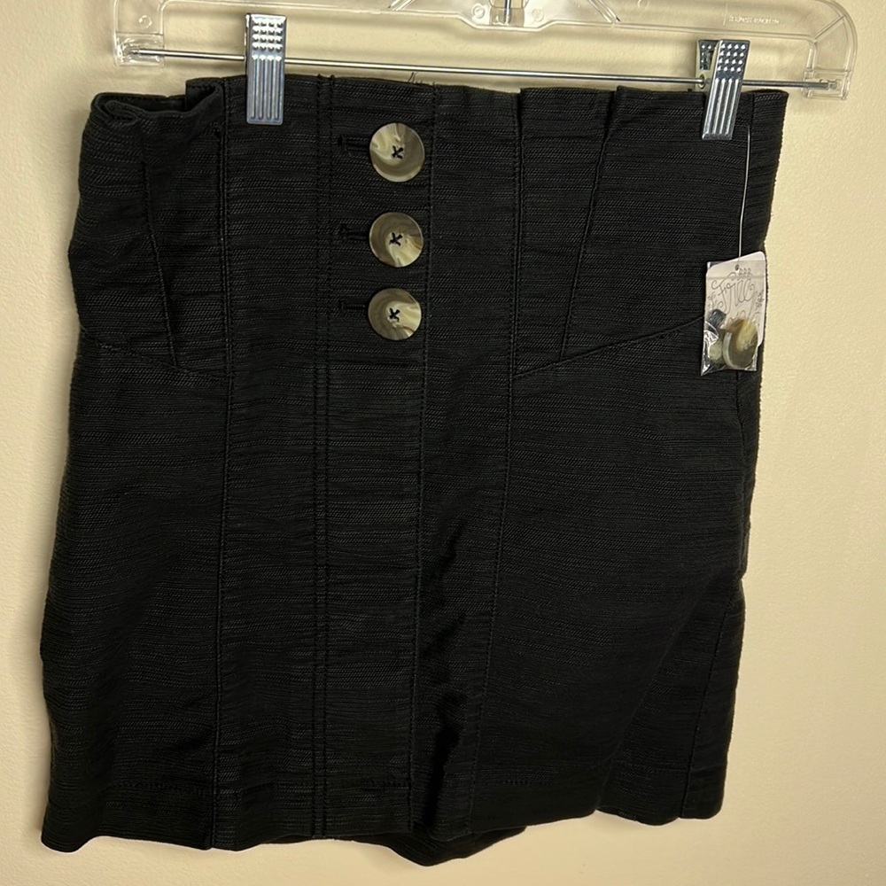 Free People Button Down Black Skirt